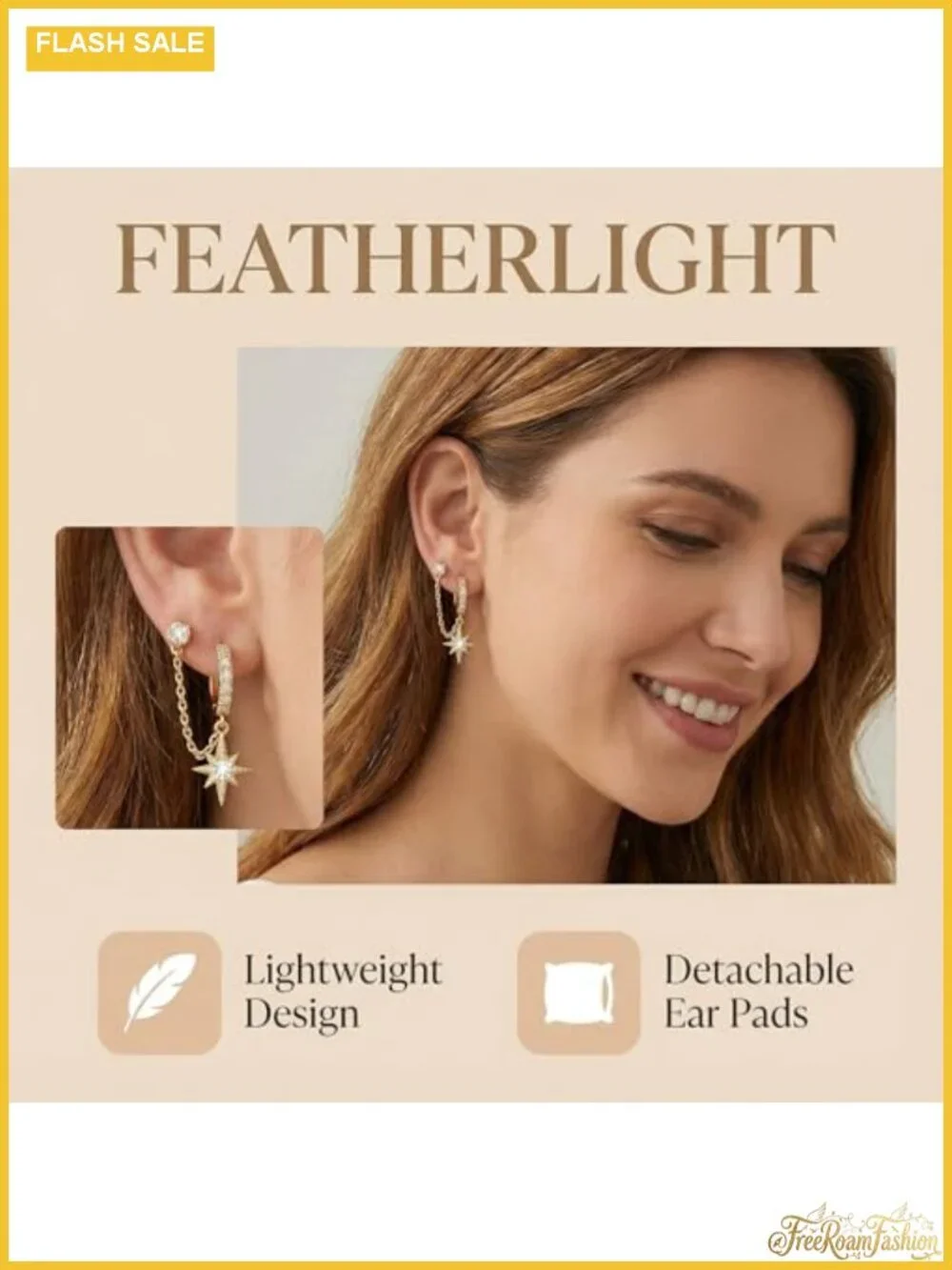 14K Gold Plated Double Piercing Chain Earrings Set